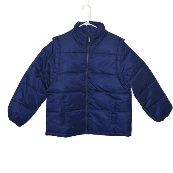 Zip-Off Sleeve Puffer Jacket XS Navy Nylon/Poly WeWoreWhat New Coat - Picture 3 of 6
